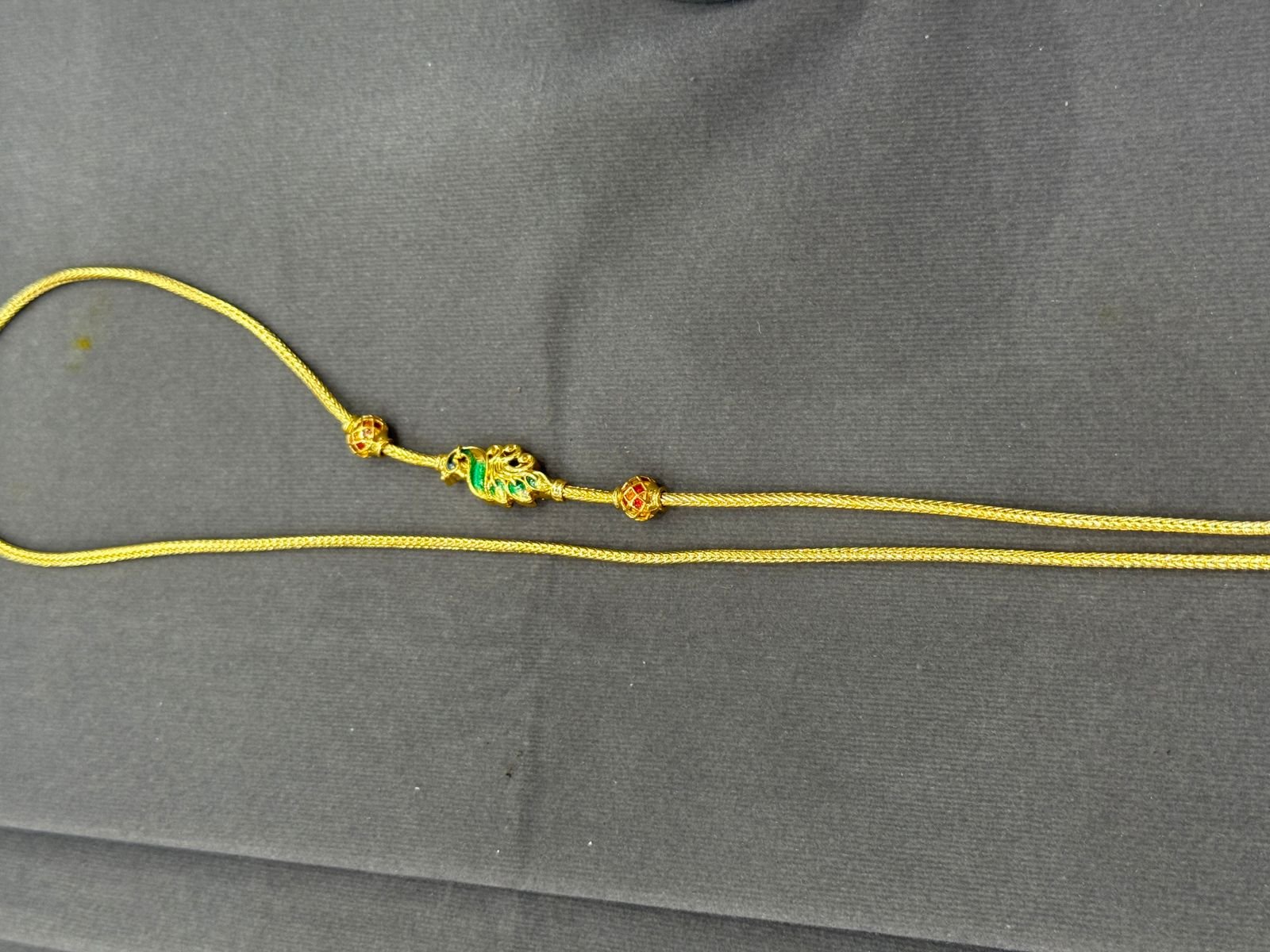 92.5 Silver Gold Plated  Enamel Peacock Mugappu Chain